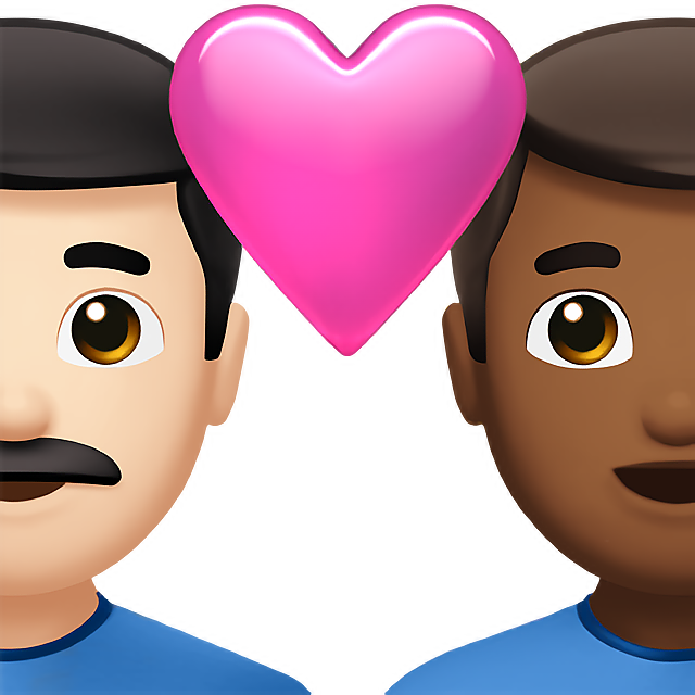 Couple With Heart: Man, Man, Light Skin Tone, Medium-Dark Skin Tone