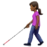 Woman With White Cane: Medium-Dark Skin Tone Emoji 👩🏾‍🦯 image - Apple style