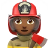 Woman Firefighter: Medium-Dark Skin Tone Emoji 👩🏾‍🚒 image - Apple style