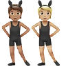 People With Bunny Ears: Medium Skin Tone, Medium-Light Skin Tone Emoji 🧑🏽‍🐰‍🧑🏼 image - Apple style