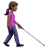 Woman With White Cane Facing Right: Medium-Dark Skin Tone