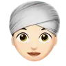 Woman Wearing Turban: Light Skin Tone Emoji 👳🏻‍♀️ image - Apple style