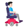 Man In Motorized Wheelchair Facing Right: Light Skin Tone Emoji 👨🏻‍🦼‍➡️ image - Microsoft Classic 2D style
