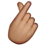 Hand With Index Finger And Thumb Crossed: Medium Skin Tone Emoji 🫰🏽 image - WhatsApp style