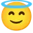 Volto sorridente con alone