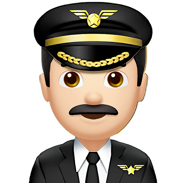 Man Pilot: Light Skin Tone