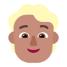 Person: Medium Skin Tone, Blond Hair Emoji 👱🏽 image - Microsoft Classic 2D style