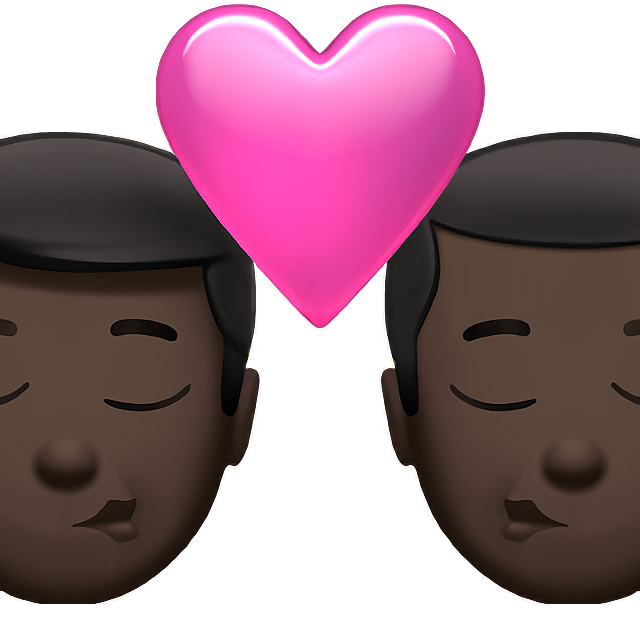 Kiss: Man, Man, Dark Skin Tone
