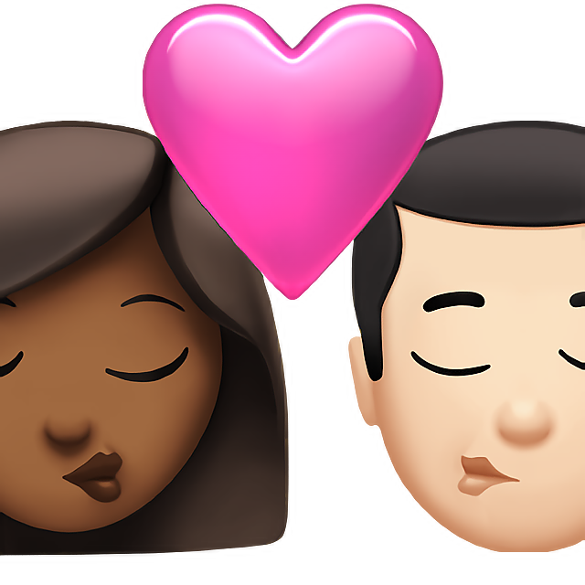 Kiss: Woman, Man, Medium-Dark Skin Tone, Light Skin Tone