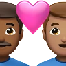 Couple With Heart: Man, Man, Medium-Dark Skin Tone, Medium Skin Tone Emoji 👨🏾‍❤️‍👨🏽 image - Apple style