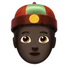Person With Skullcap: Dark Skin Tone Emoji 👲🏿 image - Apple style