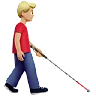 Man With White Cane Facing Right: Medium-Light Skin Tone Emoji 👨🏼‍🦯‍➡️ image - Apple style