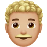 Man: Medium-Light Skin Tone, Curly Hair Emoji 👨🏼‍🦱 image - Apple style