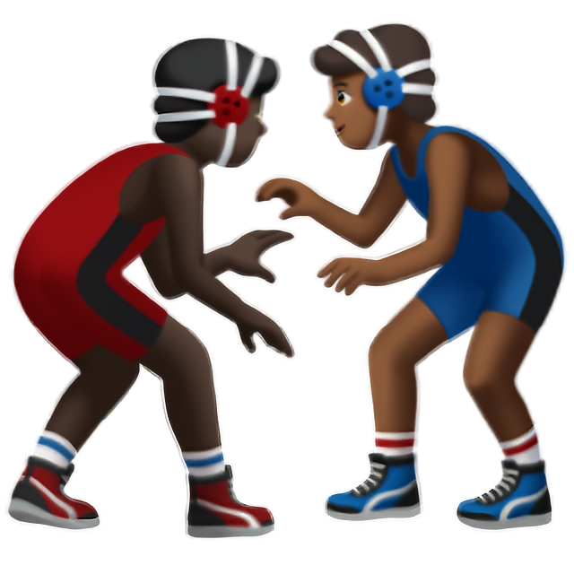 Men Wrestling: Dark Skin Tone, Medium-Dark Skin Tone