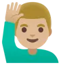 Man Raising Hand: Medium-Light Skin Tone Emoji 🙋🏼‍♂️ image - Google Noto Color style