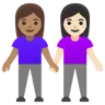 Woman And Man Holding Hands: Light Skin Tone, Medium Skin Tone Emoji 👩🏻‍🤝‍👨🏽 image - Google Noto Color style