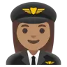Woman Pilot: Medium Skin Tone Emoji 👩🏽‍✈️ image - Google Noto Color style