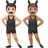 Men With Bunny Ears: Light Skin Tone, Medium Skin Tone Emoji 👨🏻‍🐰‍👨🏽 image - Apple style