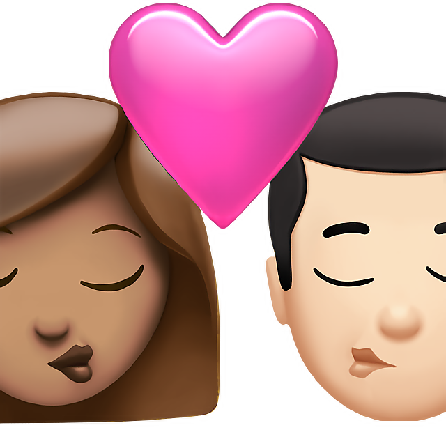 Kiss: Woman, Man, Medium Skin Tone, Light Skin Tone