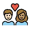 Couple With Heart: Person, Person, Light Skin Tone, Medium Skin Tone Emoji 🧑🏻‍❤️‍🧑🏽 image - OpenMoji style
