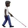 Person With White Cane Facing Right: Dark Skin Tone Emoji 🧑🏿‍🦯‍➡️ image - Apple style