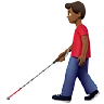 Man With White Cane: Medium-Dark Skin Tone Emoji 👨🏾‍🦯 image - Apple style