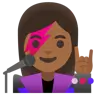 Woman Singer: Medium-Dark Skin Tone Emoji 👩🏾‍🎤 image - Google Noto Color style
