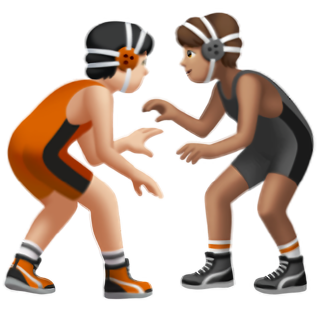 People Wrestling: Light Skin Tone, Medium Skin Tone