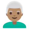 Man: Medium Skin Tone, White Hair Emoji 👨🏽‍🦳 image - Google Noto Color style