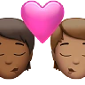 Kiss: Person, Person, Medium-Dark Skin Tone, Medium Skin Tone Emoji 🧑🏾‍❤️‍💋‍🧑🏽 image - Apple style