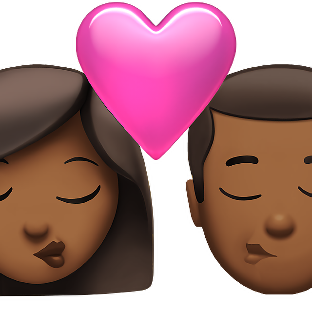 Kiss: Woman, Man, Medium-Dark Skin Tone