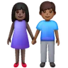 Woman And Man Holding Hands: Dark Skin Tone, Medium-Dark Skin Tone Emoji 👩🏿‍🤝‍👨🏾 image - Samsung style
