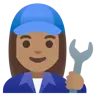 Woman Mechanic: Medium Skin Tone Emoji 👩🏽‍🔧 image - Google Noto Color style