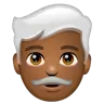 Man: Medium-Dark Skin Tone, White Hair Emoji 👨🏾‍🦳 image - WhatsApp style