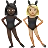 Women With Bunny Ears: Dark Skin Tone, Medium-Light Skin Tone