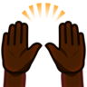 Raising Hands: Dark Skin Tone Emoji 🙌🏿 image - Emojidex style