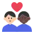 Couple With Heart: Man, Man, Light Skin Tone, Dark Skin Tone