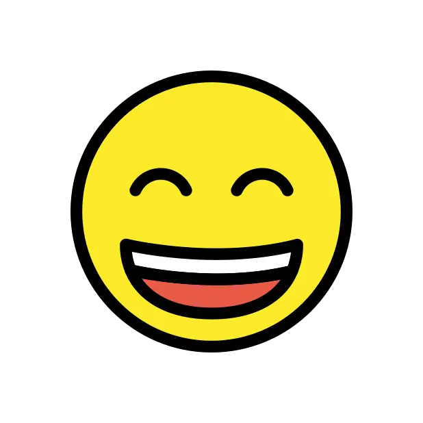 Cara sonriente con la boca abierta y los ojos sonrientes