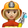 Woman Firefighter: Medium-Light Skin Tone Emoji 👩🏼‍🚒 image - WhatsApp style