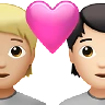 Couple With Heart: Person, Person, Medium-Light Skin Tone, Light Skin Tone Emoji 🧑🏼‍❤️‍🧑🏻 image - Apple style