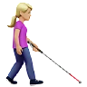 Woman With White Cane Facing Right: Medium-Light Skin Tone Emoji 👩🏼‍🦯‍➡️ image - Apple style