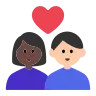 Couple With Heart: Woman, Man, Dark Skin Tone, Light Skin Tone Emoji 👩🏿‍❤️‍👨🏻 image - Tossface style