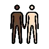 People Holding Hands: Dark Skin Tone, Light Skin Tone Emoji 🧑🏿‍🤝‍🧑🏻 image - OpenMoji style