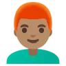 Man: Medium Skin Tone, Red Hair Emoji 👨🏽‍🦰 image - Google Noto Color style