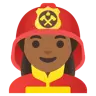 Woman Firefighter: Medium-Dark Skin Tone Emoji 👩🏾‍🚒 image - Google Noto Color style