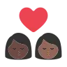 Kiss: Woman, Woman, Dark Skin Tone, Medium-Dark Skin Tone Emoji 👩🏿‍❤️‍💋‍👩🏾 image - Tossface style