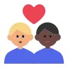 Couple With Heart: Man, Man, Medium-Light Skin Tone, Dark Skin Tone Emoji 👨🏼‍❤️‍👨🏿 image - Tossface style