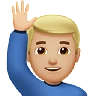 Man Raising Hand: Medium-Light Skin Tone Emoji 🙋🏼‍♂️ image - Apple style