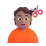 Person Getting Haircut: Medium Skin Tone Emoji 💇🏽 image - Microsoft 3D Fluent style