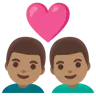 Couple With Heart: Man, Man, Light Skin Tone, Medium Skin Tone Emoji 👨🏻‍❤️‍👨🏽 image - Google Noto Color style